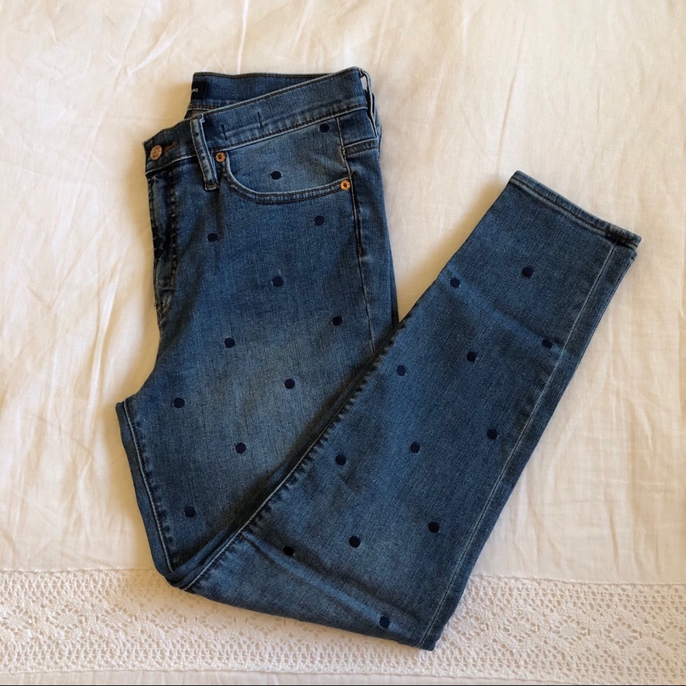 J. Crew Indigo Polka Dot Jeans